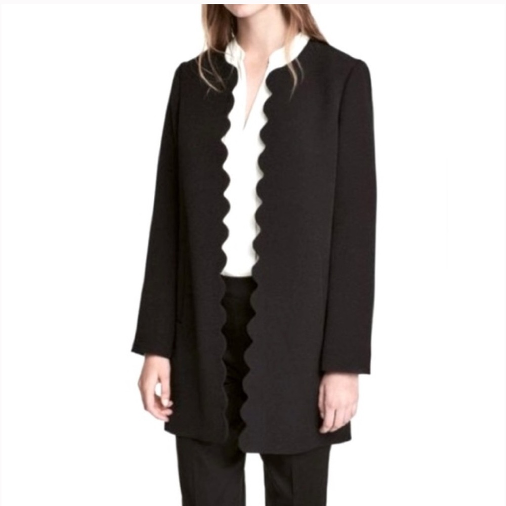 H&M Elegant Black Scalloped Edge Blazer